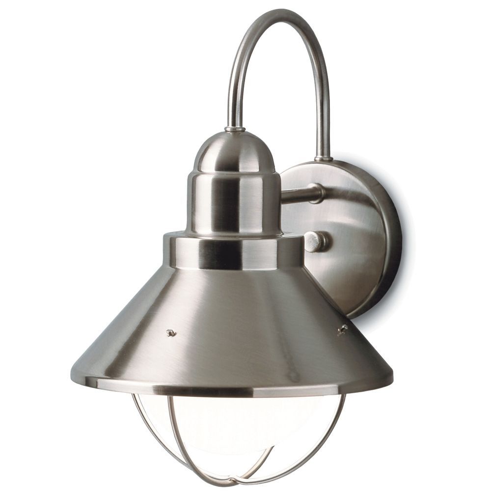 Kichler Outdoor Nautical Wall Light In Brushed Nickel Finish With Outdoor Wall Lights For Coastal Areas (View 12 of 15)
