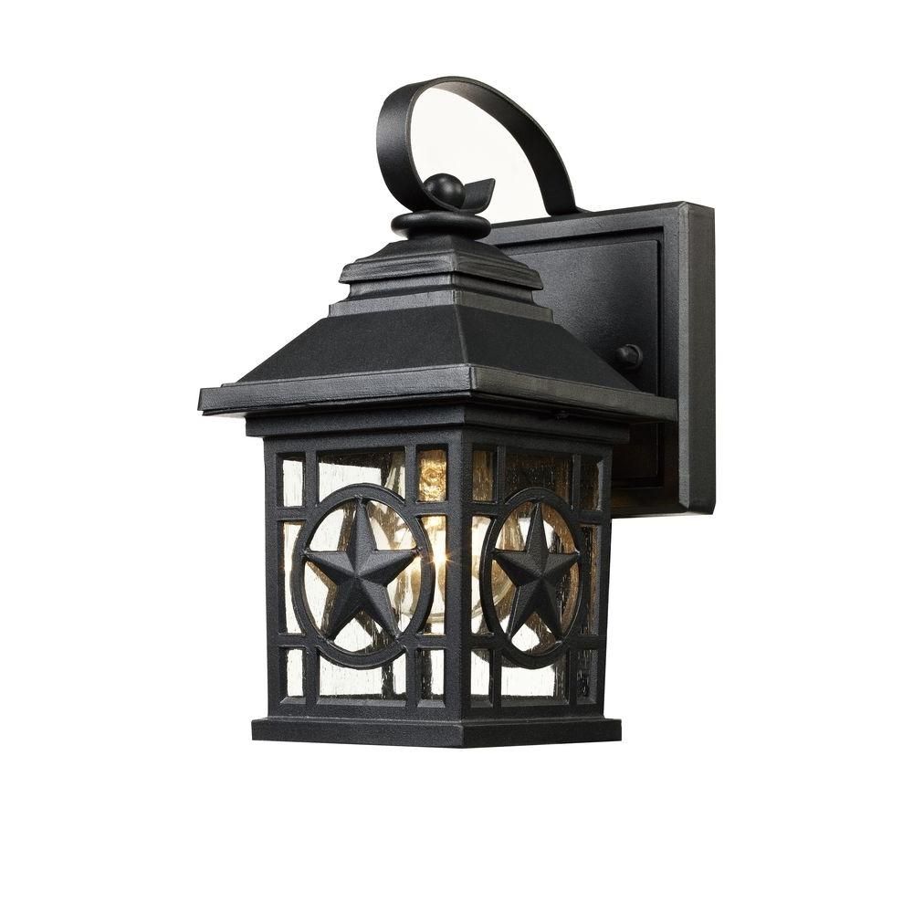 Laredo Texas Star Outdoor Black Wall Lantern 1001193064 – The Home Depot Throughout Rustic Outdoor Lighting At Home Depot (Photo 5 of 15)