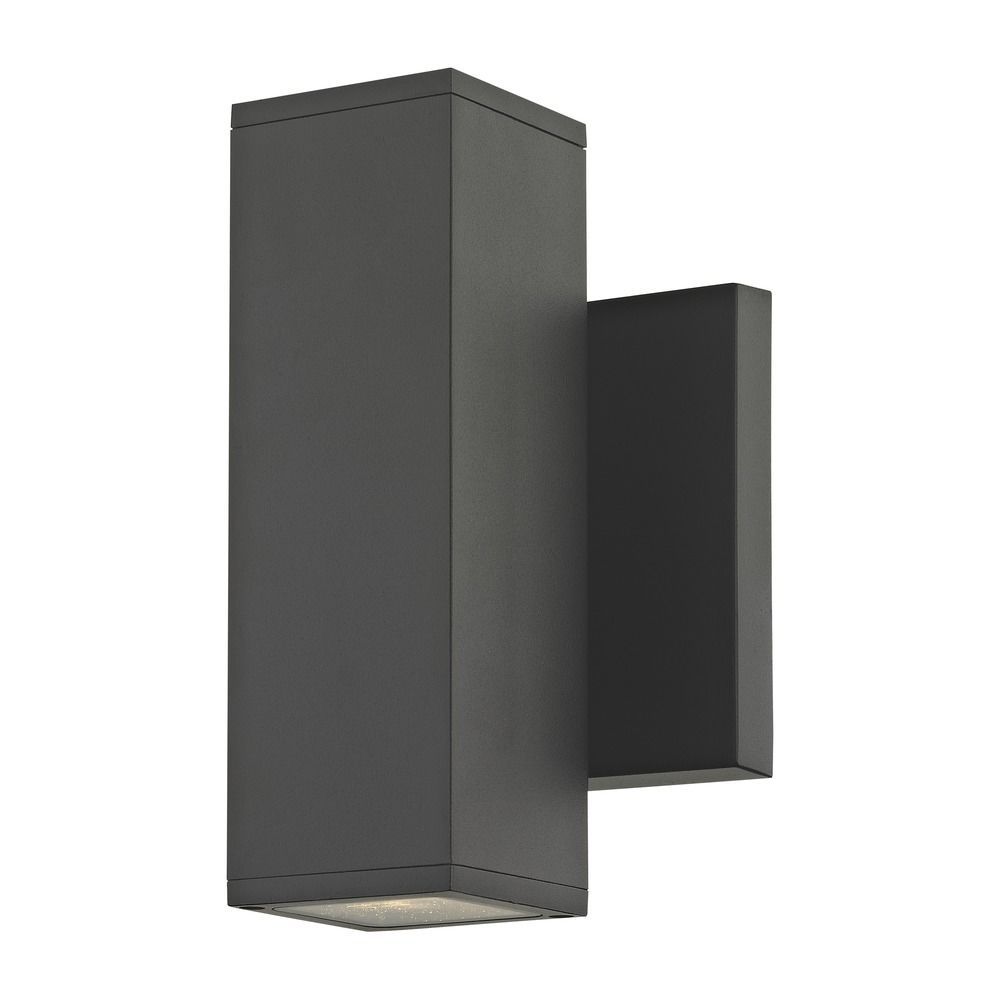 Led Black Outside Wall Light Square Cylinder Up / Down 3000k | 1774 Intended For Outside Wall Down Lights (Photo 14 of 15)