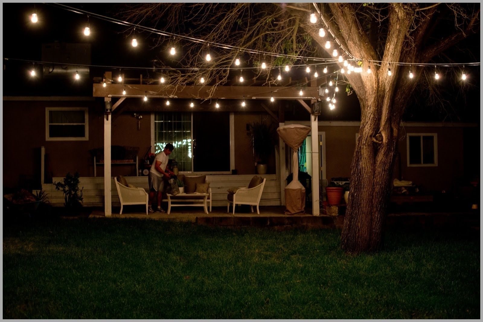 Lighting : Exciting Outdoor Strand Lighting Ideas String Adorable Throughout Hanging Outdoor String Lights At Target (View 9 of 15)