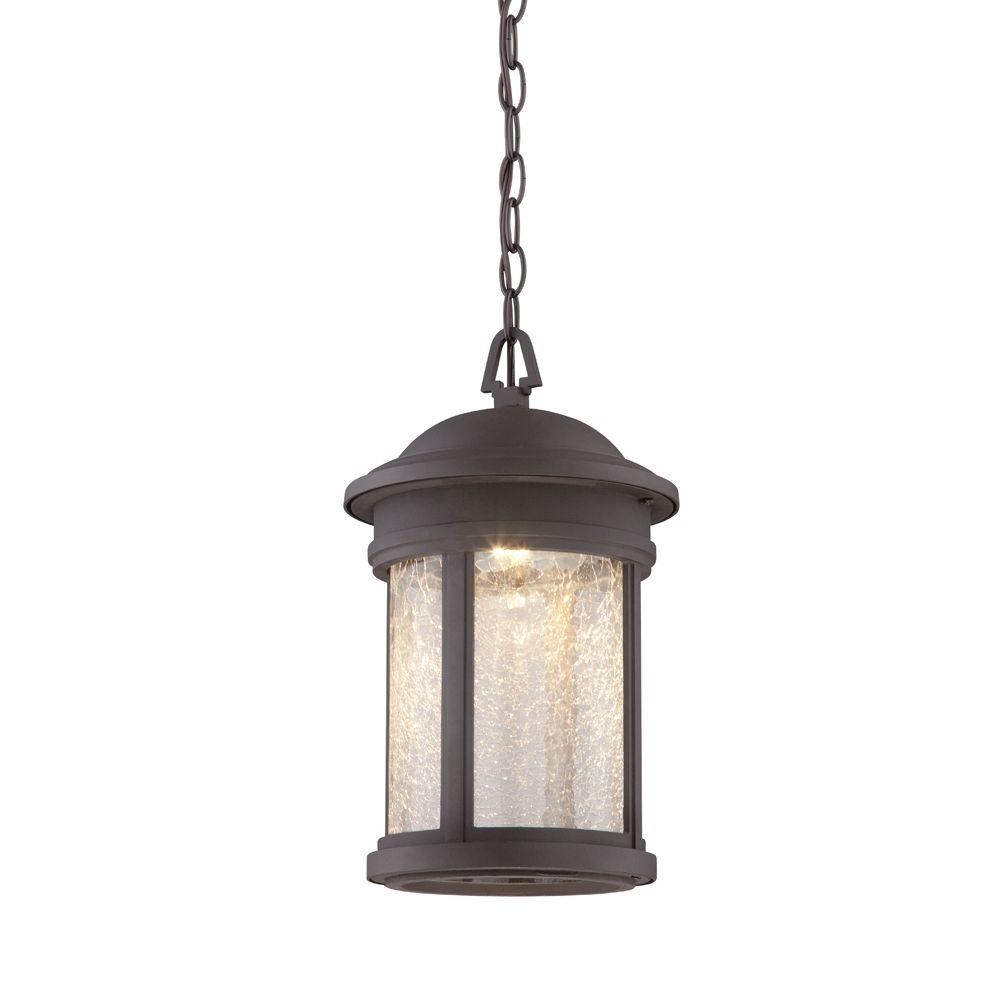 Lighting: Oil Rubbed Bronze 1 Light Hanging Lantern With Beveled Pertaining To Hanging Outdoor Entrance Lights (View 10 of 15)
