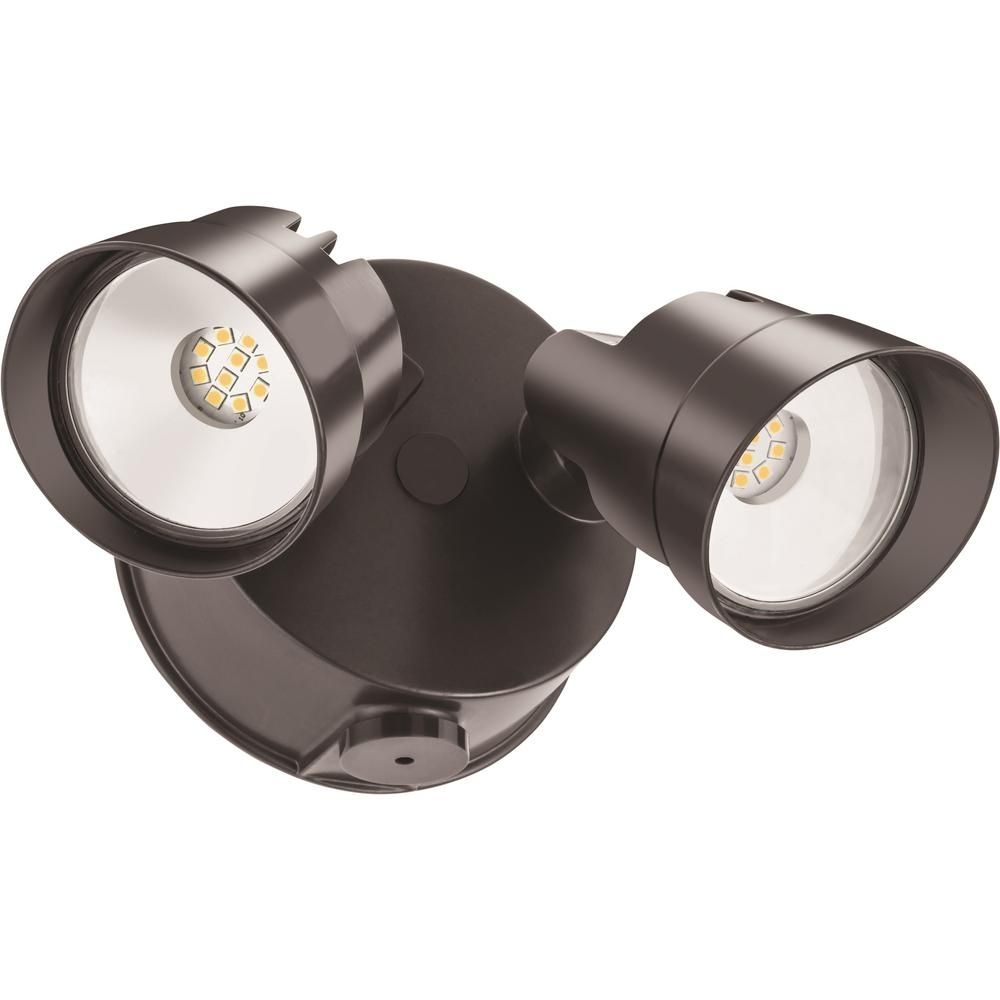 Lithonia Lighting Adjustable Twin Head Bronze 120 Watt 4000k Outdoor Intended For Lithonia Lighting Wall Mount Outdoor White Led Floodlight With Motion Sensor (Photo 7 of 15)