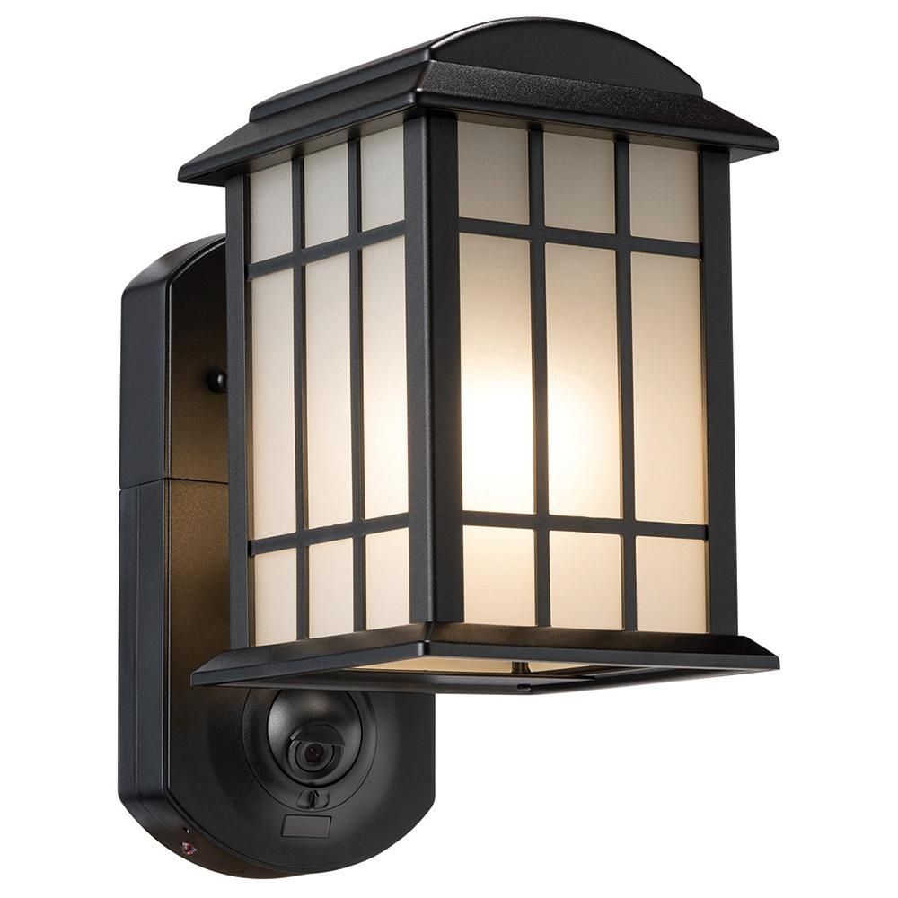 Maximus Craftsman Smart Security Textured Black Metal And Glass Intended For Outdoor Wall Lights With Security Camera (Photo 1 of 15)