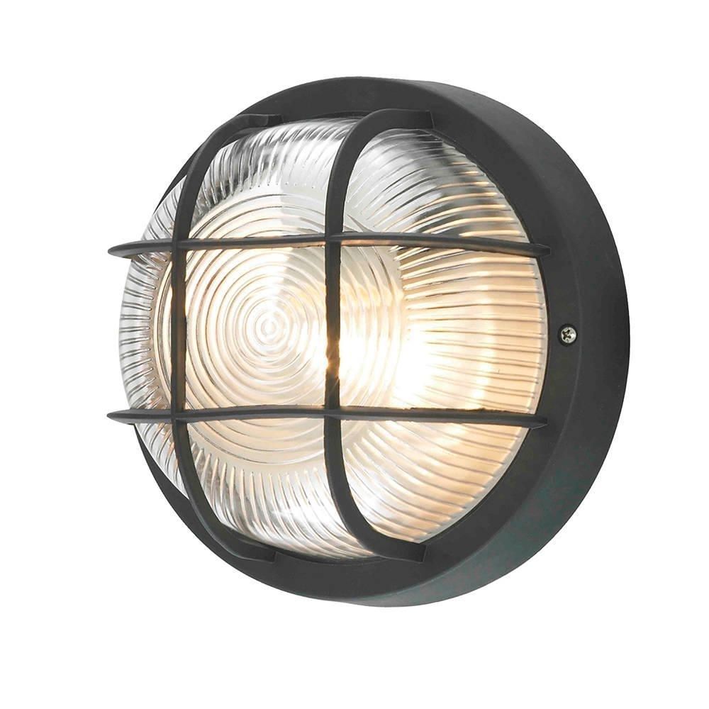Mole Polycarbonate Round Bulkhead Outdoor Wall Light – Black From With Round Outdoor Wall Lights (Photo 13 of 15)