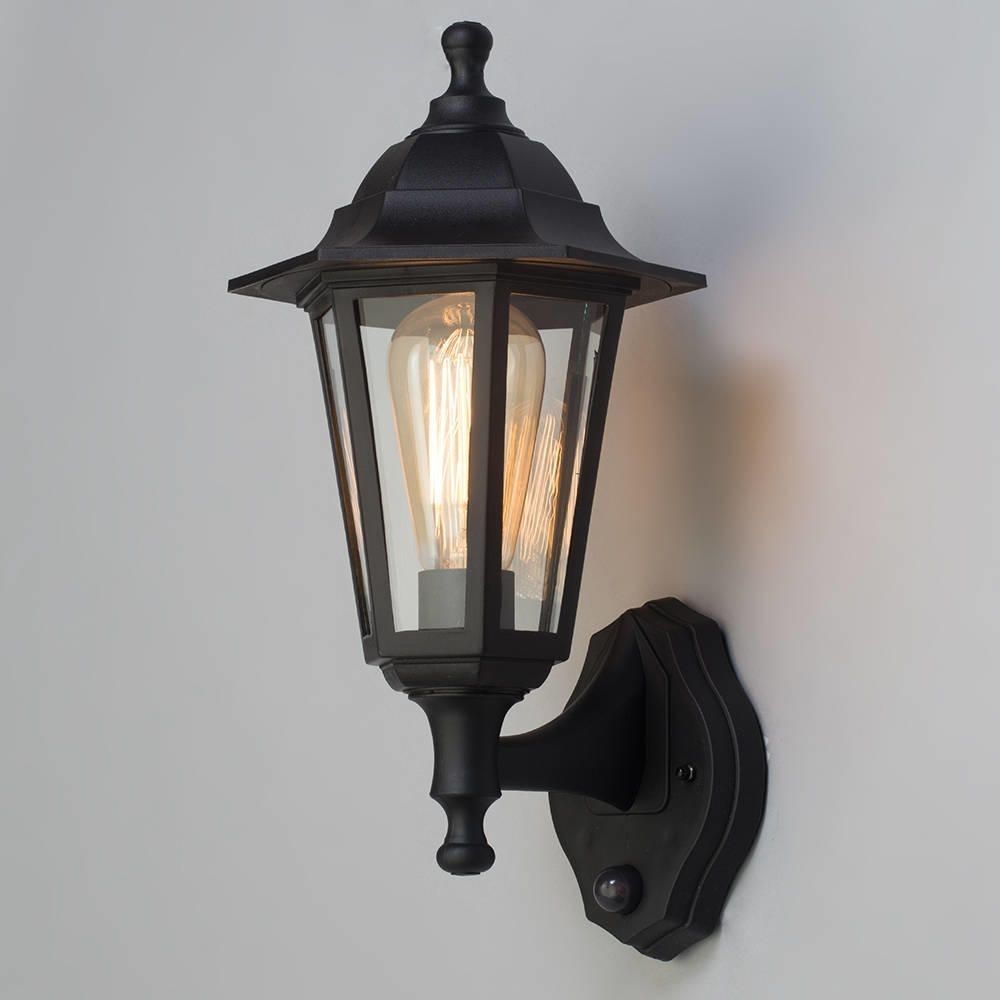 Neri Outdoor Polycarbonate Wall Lantern With Pir – Black Throughout Outdoor Hanging Lanterns With Pir (Photo 1 of 15)