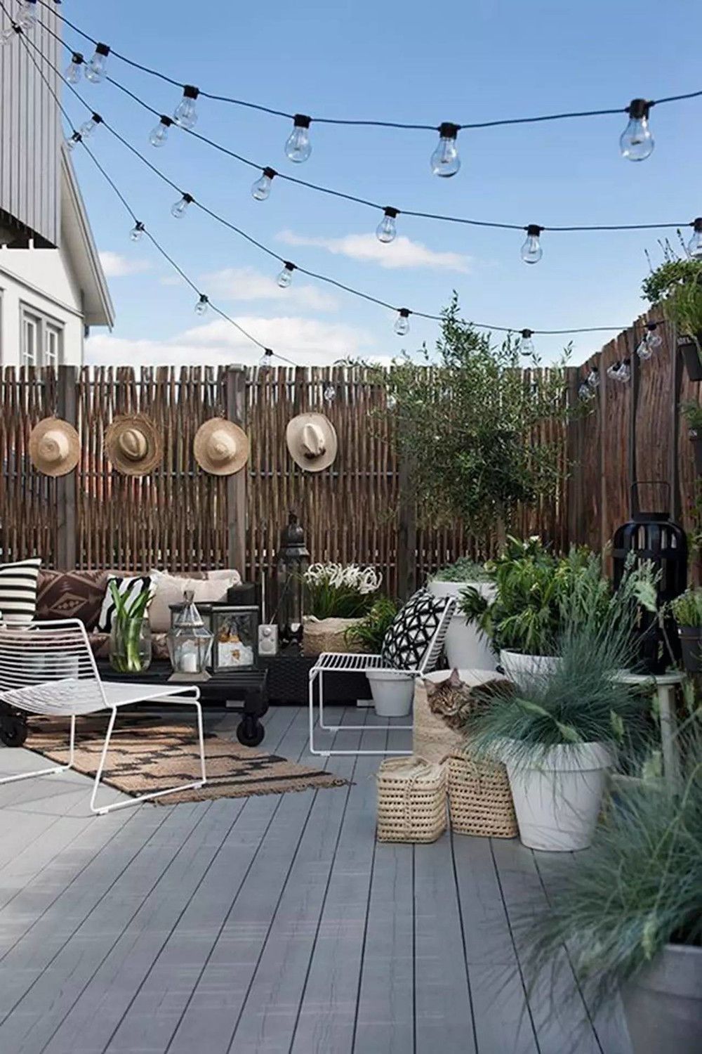 Outdoor Patio – String Lights – Backyard Ideas | Hanging Hats With Regard To Hanging Outdoor Lights On Fence (Photo 9 of 15)