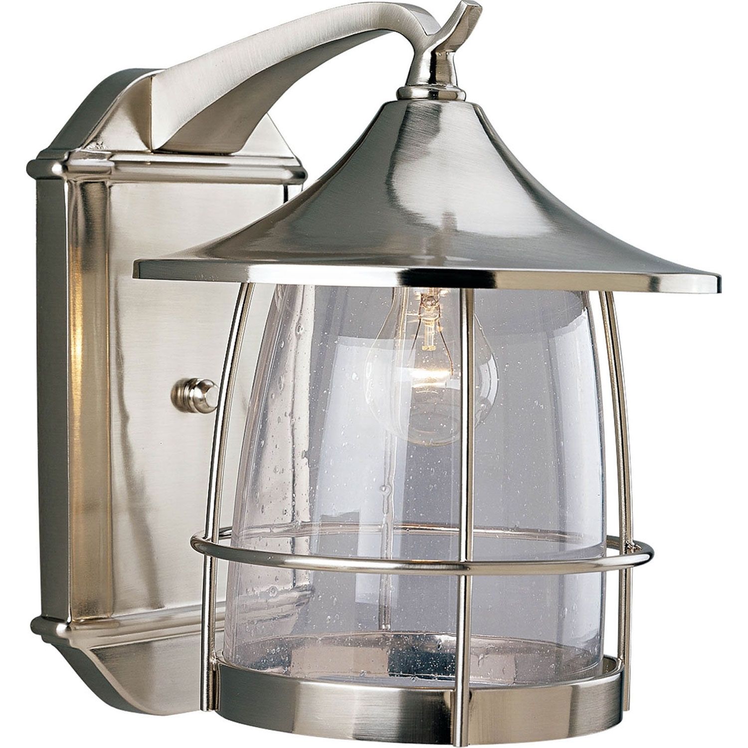 P5764 09: Prairie Brushed Nickel One Light Outdoor Wall Lantern In Brushed Nickel Outdoor Wall Lighting (View 15 of 15)