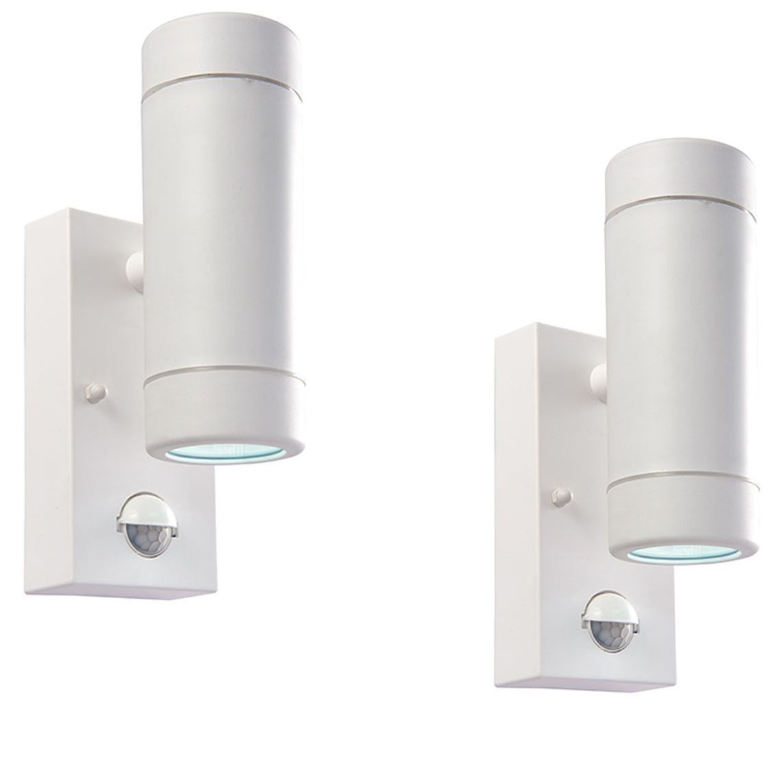 Pair Saxby 61007 Icarus Pir White 2.4w Up Down Led Outdoor Wall Light Pertaining To Outdoor Pir Wall Lights (Photo 10 of 15)