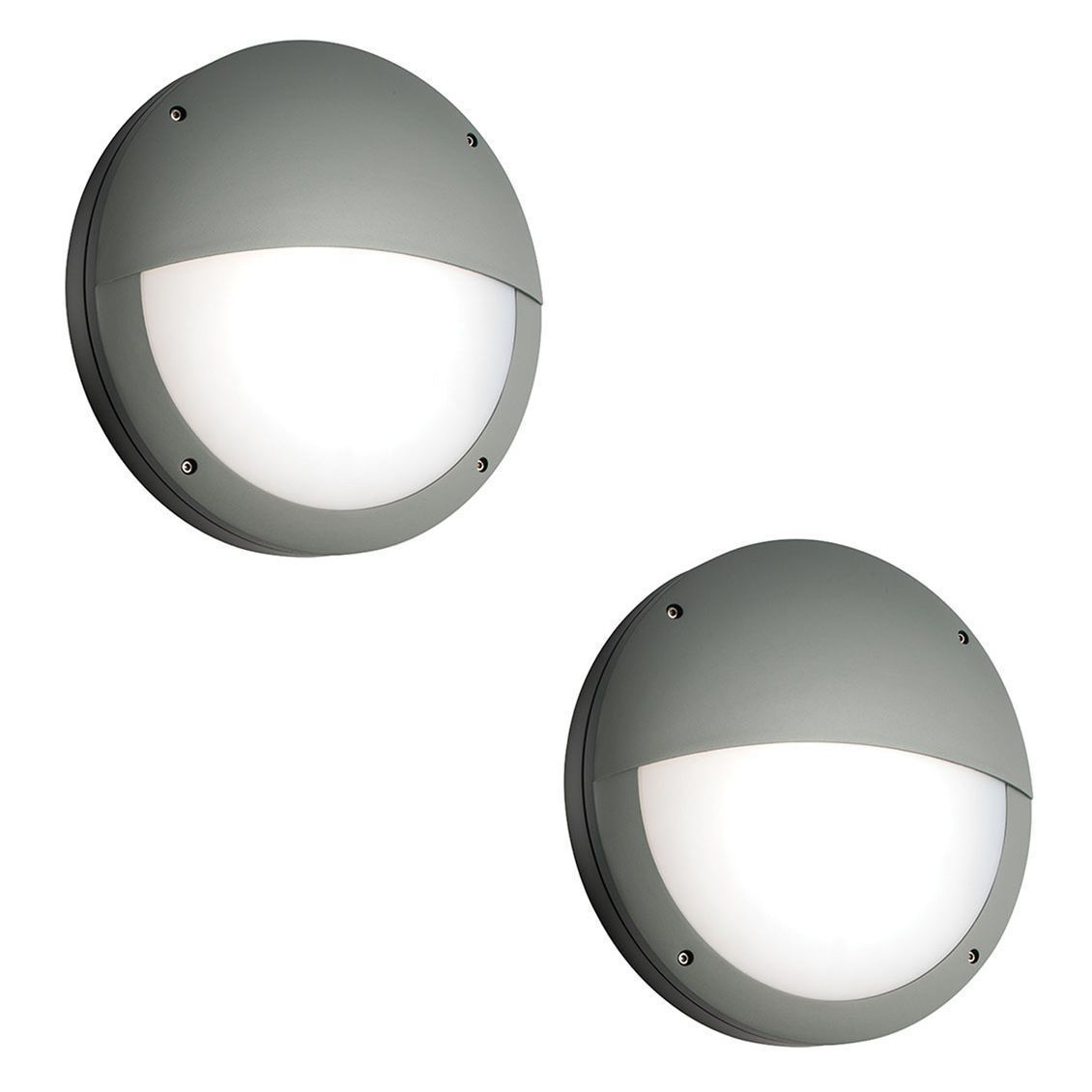 Pair Saxby 61754 Luik Eyelid Grey Aluminium Round Led Outdoor Wall Light With Regard To Led Outdoor Wall Lighting (Photo 13 of 15)