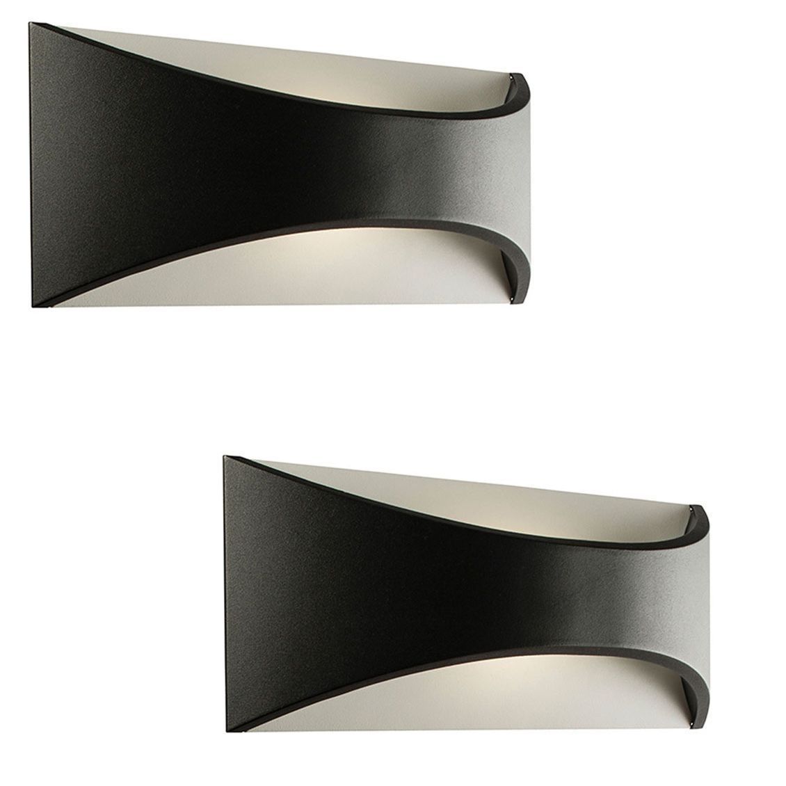 Pair Saxby 61865 Vulcan Matt Black Curved Aluminium 300mm Led With Regard To Led Outdoor Wall Lighting (View 7 of 15)