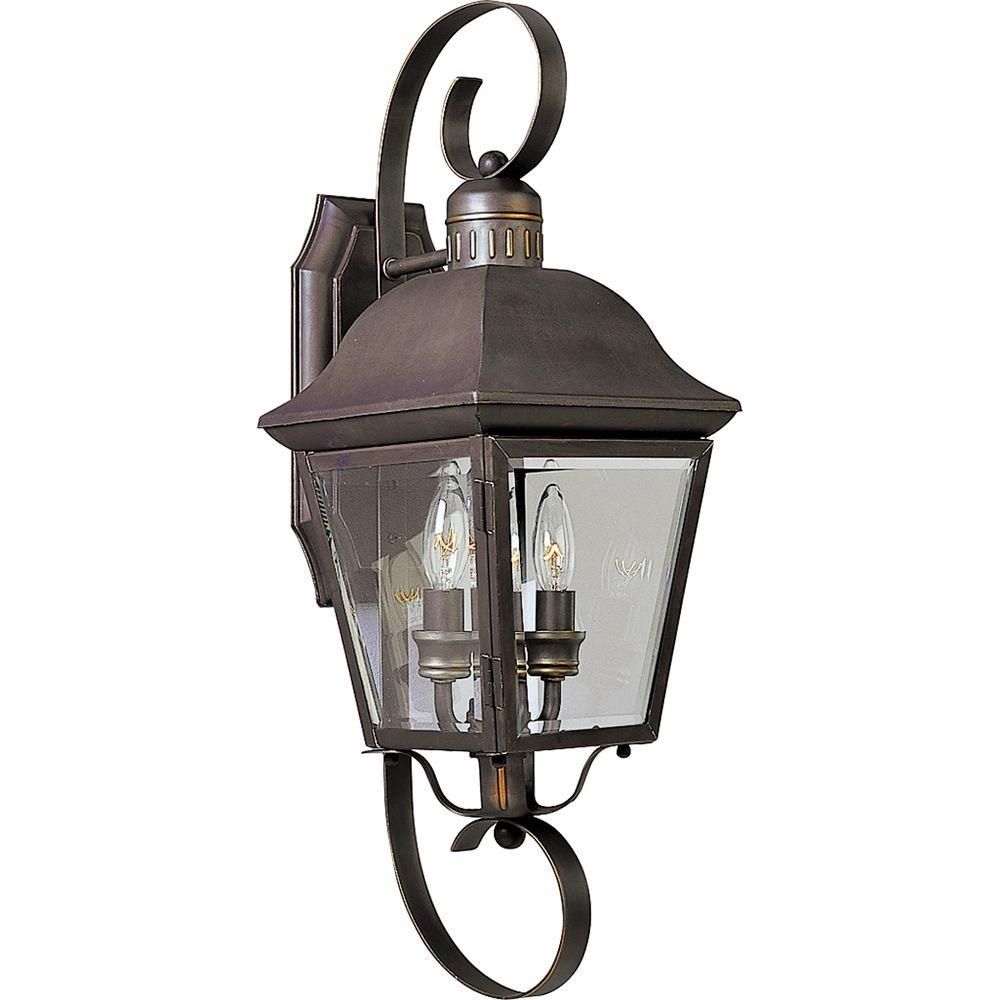 Progress Lighting Andover Collection 2 Light Outdoor Antique Bronze Within Antique Outdoor Wall Lighting (Photo 4 of 15)