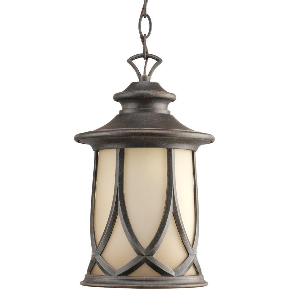 Progress Lighting Resort Collection 1 Light Aged Copper Outdoor Inside Outdoor Hanging Lanterns With Candles (Photo 3 of 15)