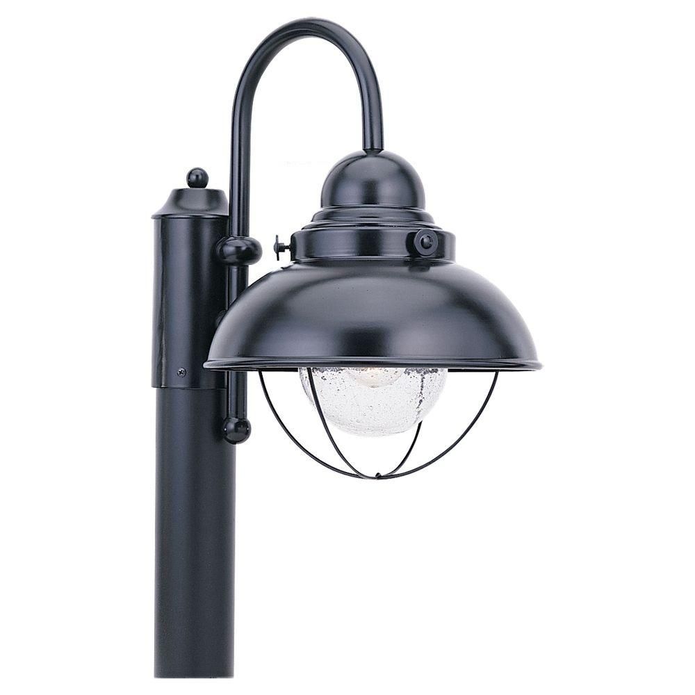 Sea Gull Lighting Sebring 1 Light Outdoor Black Post Top 8269 12 Within Rustic Outdoor Lighting At Home Depot (View 9 of 15)