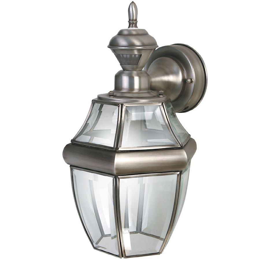 Secure Home Hanging Carriage 14.5 In H Antique Silver Motion Regarding Silver Outdoor Wall Lights (Photo 5 of 15)