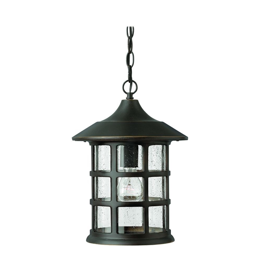 Seeded Glass Led Outdoor Hanging Light Oil Rubbed Bronze Hinkley Inside Led Outdoor Hanging Lights (Photo 1 of 15)