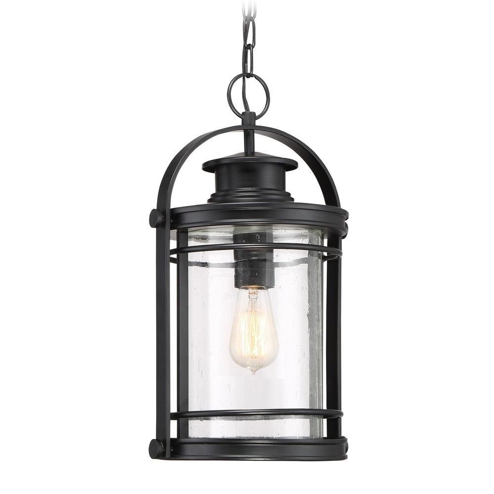 Seeded Glass Outdoor Hanging Light Black Quoizel Lighting | Bkr1910k For Quoizel Outdoor Hanging Lights (Photo 7 of 15)