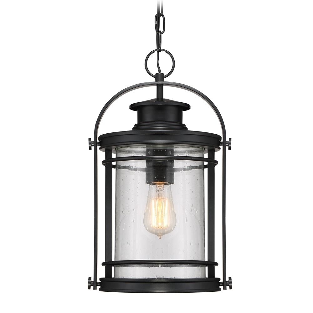 Seeded Glass Outdoor Hanging Light Black Quoizel Lighting | Bkr1910k Intended For Quoizel Outdoor Hanging Lights (Photo 1 of 15)