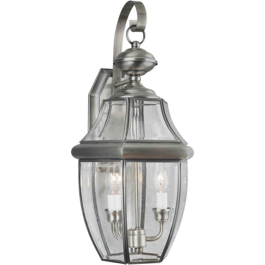 Shop 21 In H Antique Pewter Outdoor Wall Light At Lowes Pertaining To Pewter Outdoor Wall Lights (View 15 of 15)