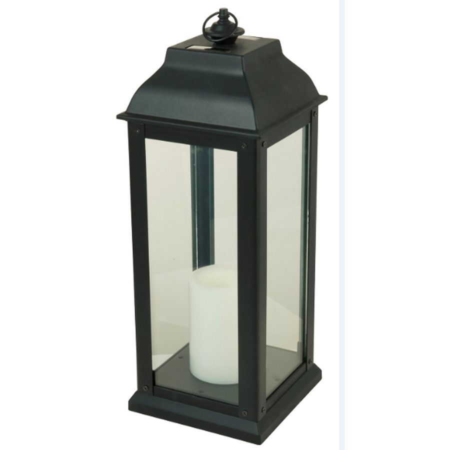 Shop 5.94 In X 16 In Black Glass Solar Outdoor Decorative Lantern At With Lowes Solar Garden Lights Fixtures (Photo 12 of 15)