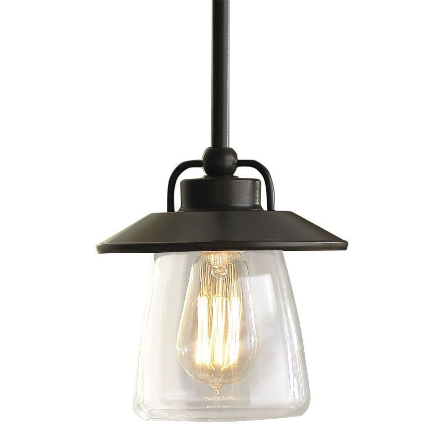 Shop Allen + Roth Bristow 6.87 In Mission Bronze Rustic Mini Clear In Outdoor Hanging Lanterns At Lowes (Photo 3 of 15)