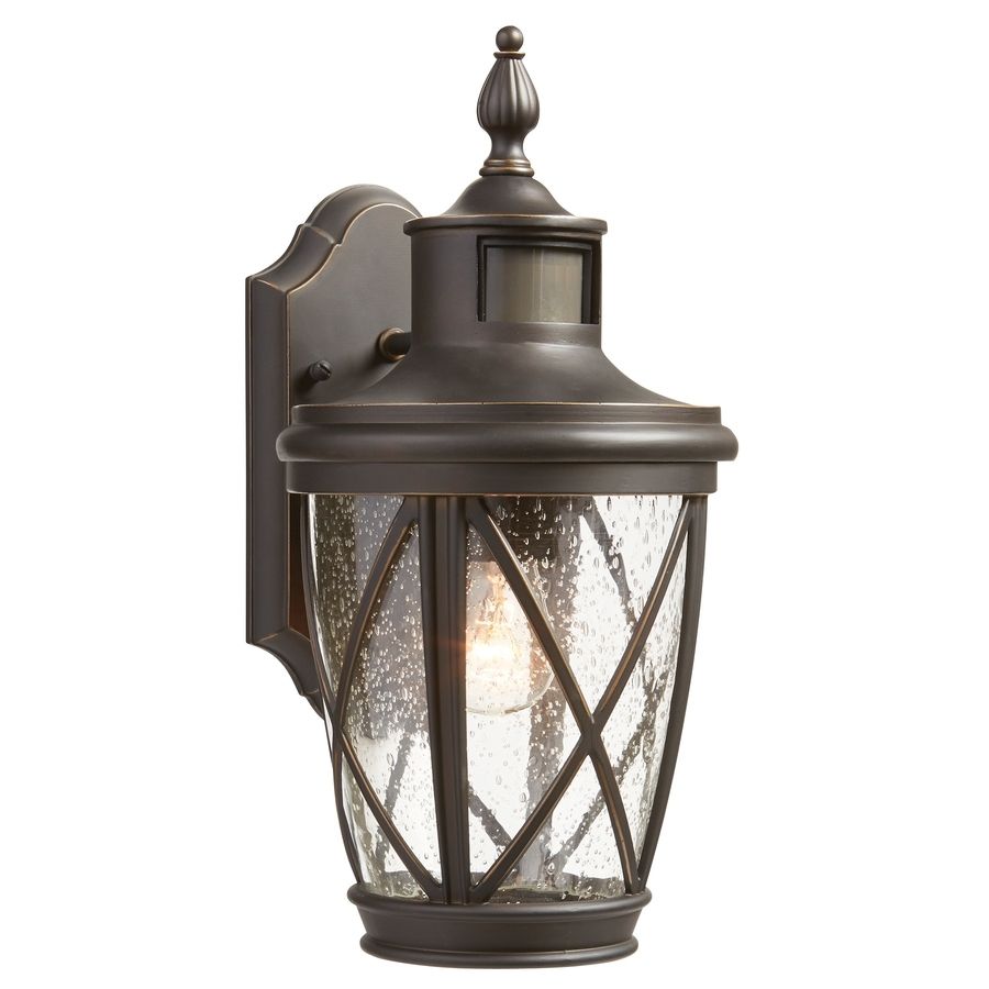 Shop Allen + Roth Castine 13.78 In H Rubbed Bronze Motion Activated Throughout Outdoor Wall Light Fixtures With Motion Sensor (Photo 11 of 15)