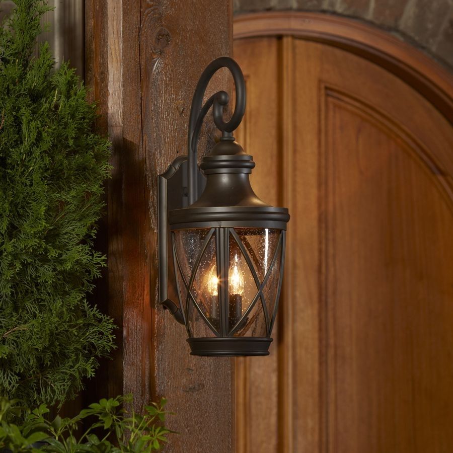 Shop Allen + Roth Castine 23.75 In H Rubbed Bronze Outdoor Wall With Cottage Outdoor Lighting (Photo 9 of 15)