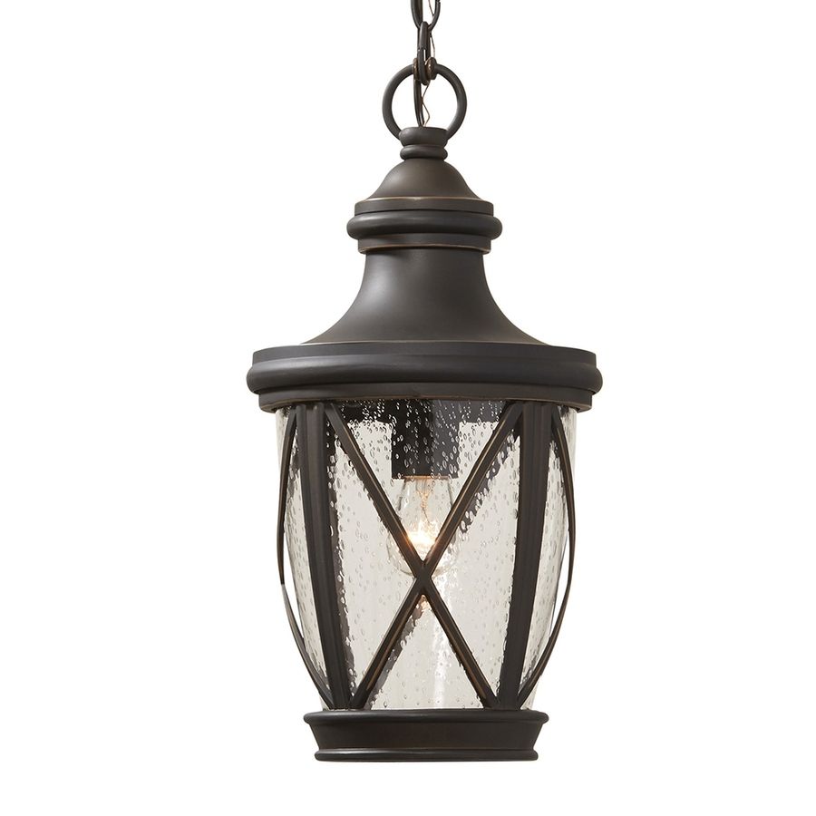 Shop Allen + Roth Castine 8.5 In Rubbed Bronze Vintage Single Seeded Intended For Bronze Outdoor Hanging Lights (Photo 5 of 15)