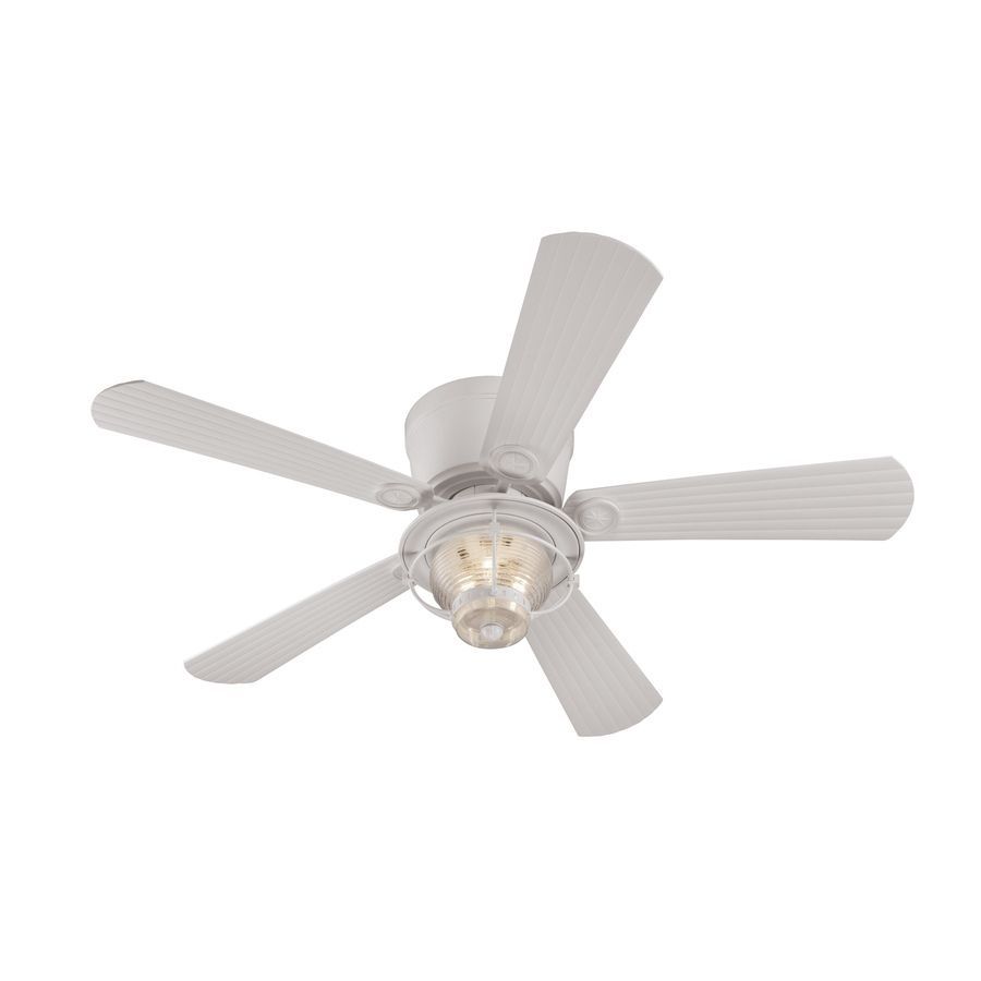 Shop Harbor Breeze Merrimack 52 In White Outdoor Flush Mount Ceiling Throughout Outdoor Ceiling Fans With Flush Mount Lights (Photo 3 of 15)