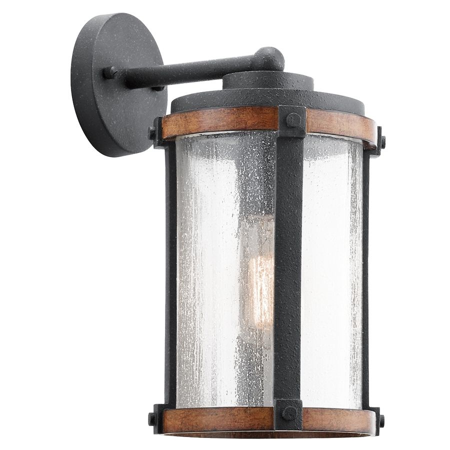 Shop Kichler Barrington 13 In H Distressed Black And Wood Medium Intended For Kichler Lighting Outdoor Wall Lanterns (View 3 of 15)