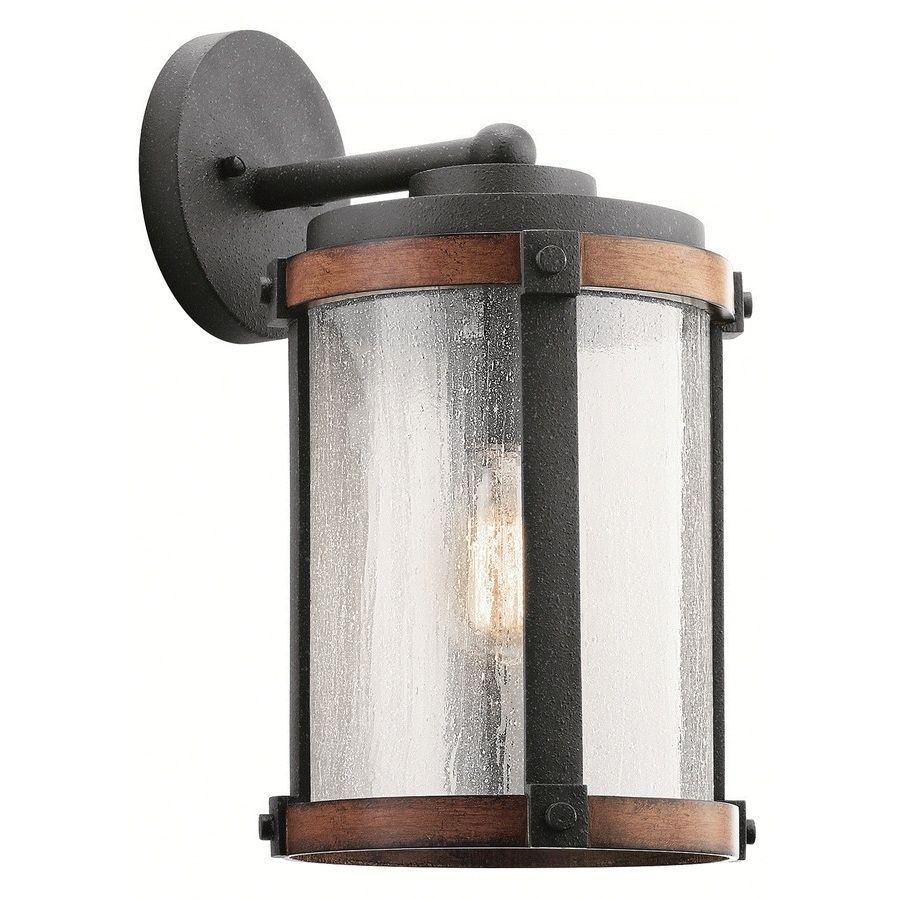 Shop Kichler Barrington 16 In H Distressed Black And Wood Medium With Kichler Outdoor Lighting Wall Sconces (Photo 2 of 15)