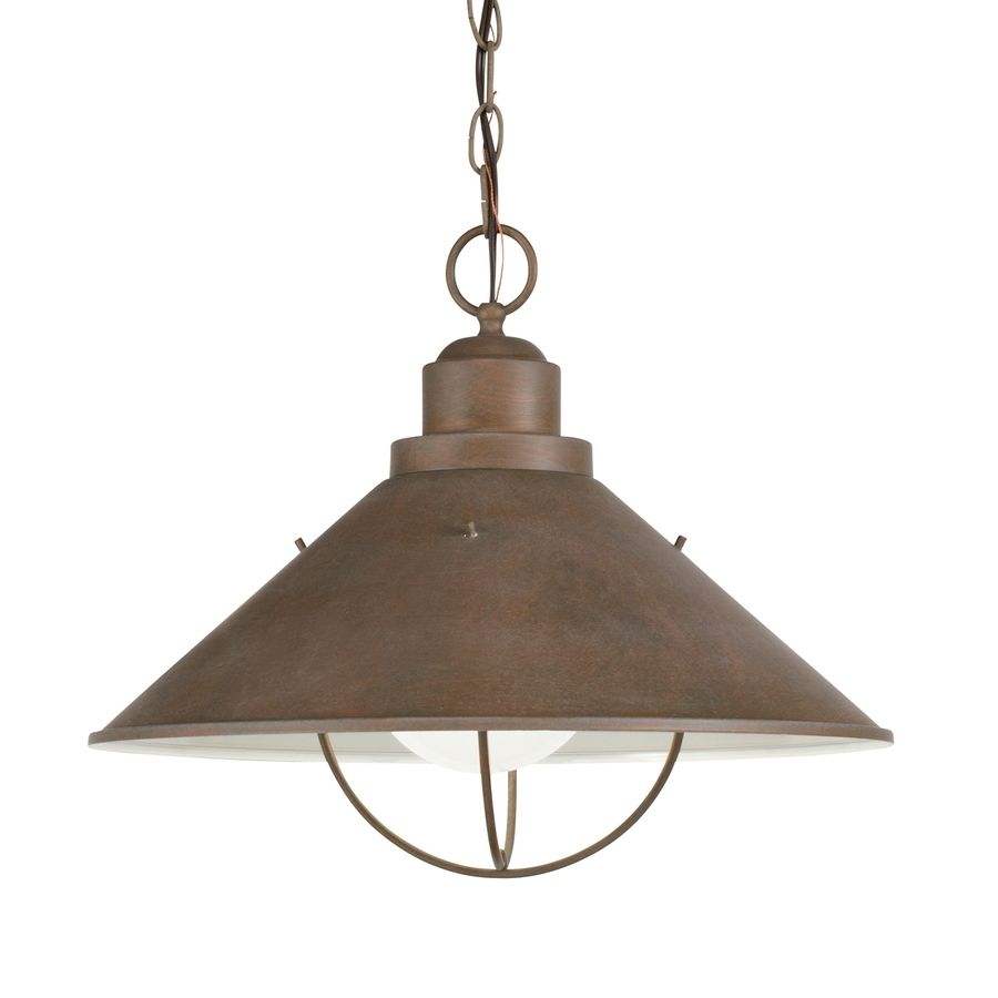 Shop Kichler Seaside 13.25 In Olde Brick Outdoor Pendant Light At Throughout Outdoor Hanging Lights At Lowes (Photo 3 of 15)