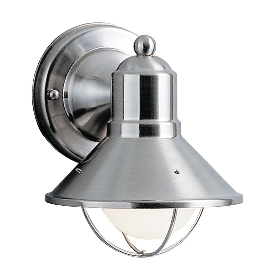 Shop Kichler Seaside 7.5 In H Brushed Nickel Outdoor Wall Light At Throughout Chrome Outdoor Wall Lighting (Photo 6 of 15)