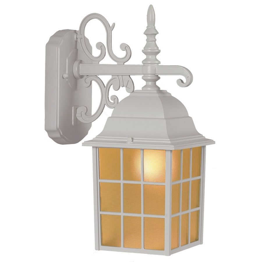 Shop Portfolio 14.37 In H Sand White Outdoor Wall Light At Lowes For White Outdoor Wall Lighting (Photo 7 of 15)
