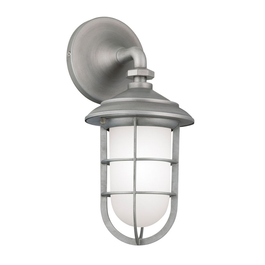 Shop Portfolio 14.5 In H Brushed Pewter Outdoor Wall Light At Lowes With Regard To Pewter Outdoor Wall Lights (Photo 6 of 15)