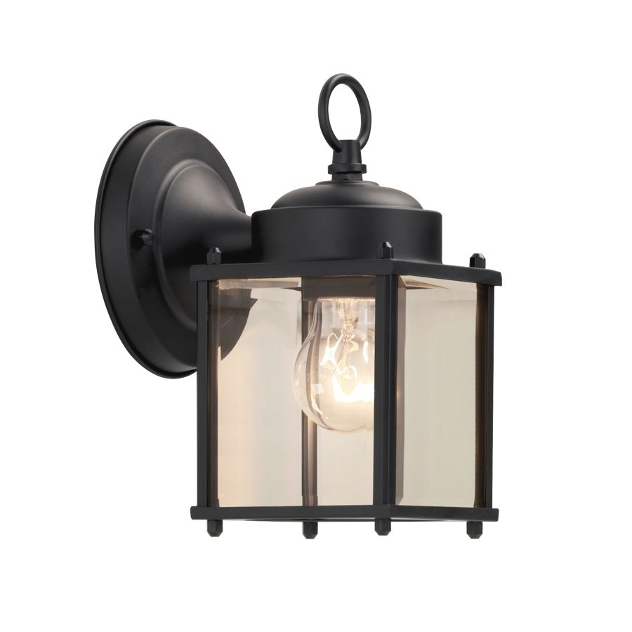 Shop Portfolio 8.25 In H Black Outdoor Wall Light At Lowes In Big Outdoor Wall Lighting (Photo 10 of 15)