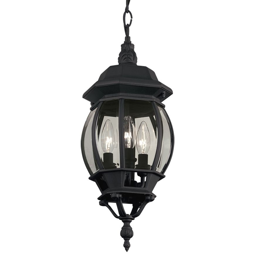 Shop Portfolio 8.43 In Black Multi Light Clear Glass Globe In Outdoor Hanging Light Fixtures In Black (Photo 9 of 15)