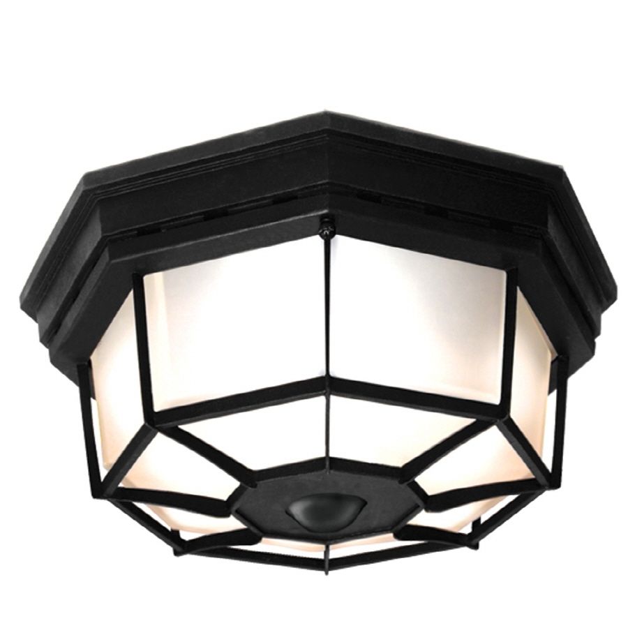 Shop Secure Home 11.9 In W Black Motion Activated Outdoor Flush Inside Outdoor Motion Detector Ceiling Lights (Photo 5 of 15)