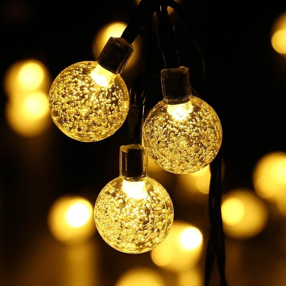 Solar Outdoor String Lights 20ft 30 Led Warm White Crystal Ball For Battery Operated Outdoor Lights (View 11 of 15)