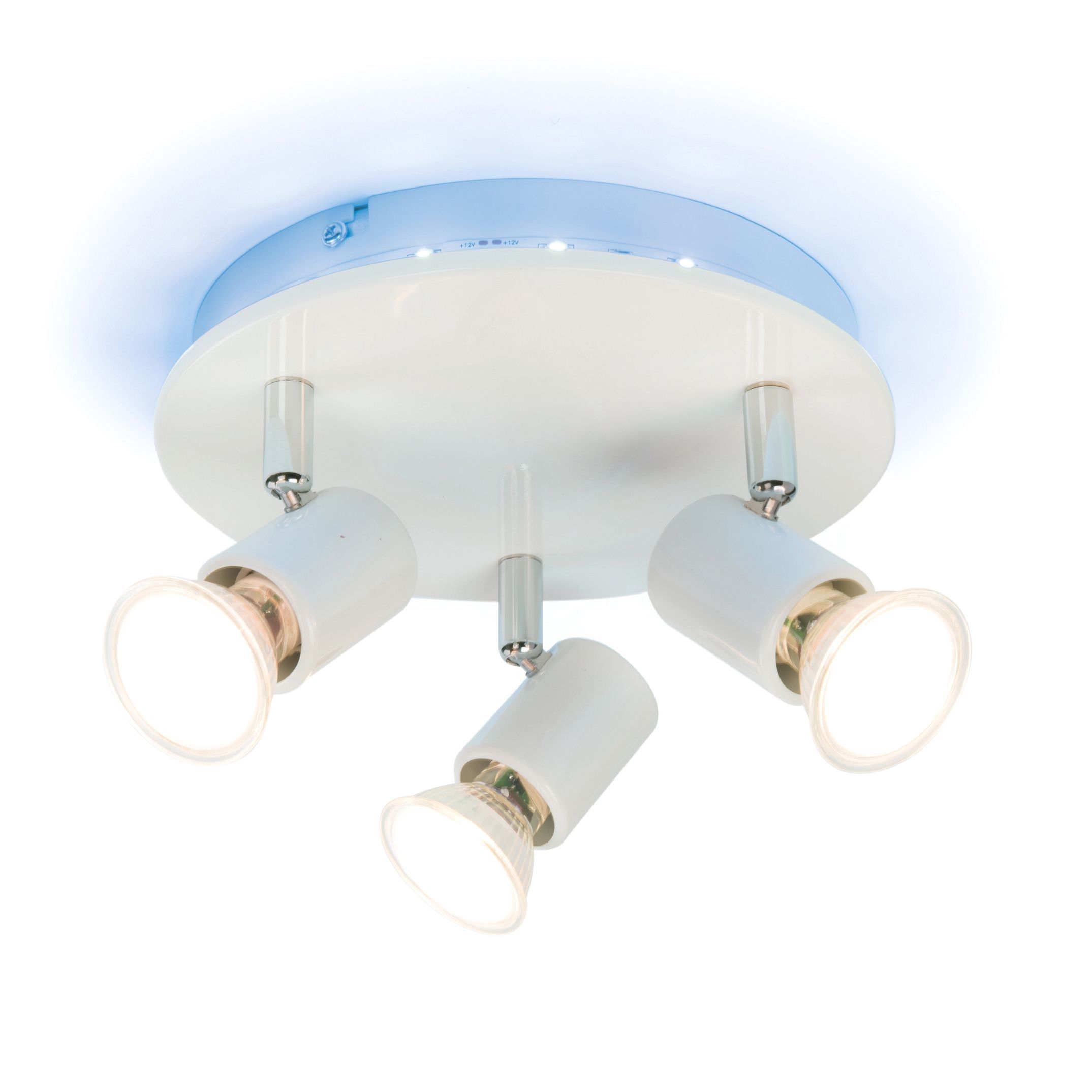 Spectrum Colour Changing White Gloss 3 Lamp Ceiling Light | Spectrum Regarding Outdoor Ceiling Lights At B&q (Photo 3 of 15)
