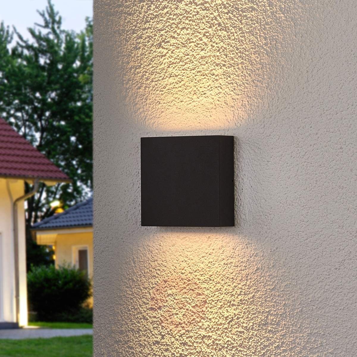 Square Led Outdoor Wall Light Trixy, Graphite Grey | Lights.ie Pertaining To Led Outdoor Wall Lighting (Photo 14 of 15)