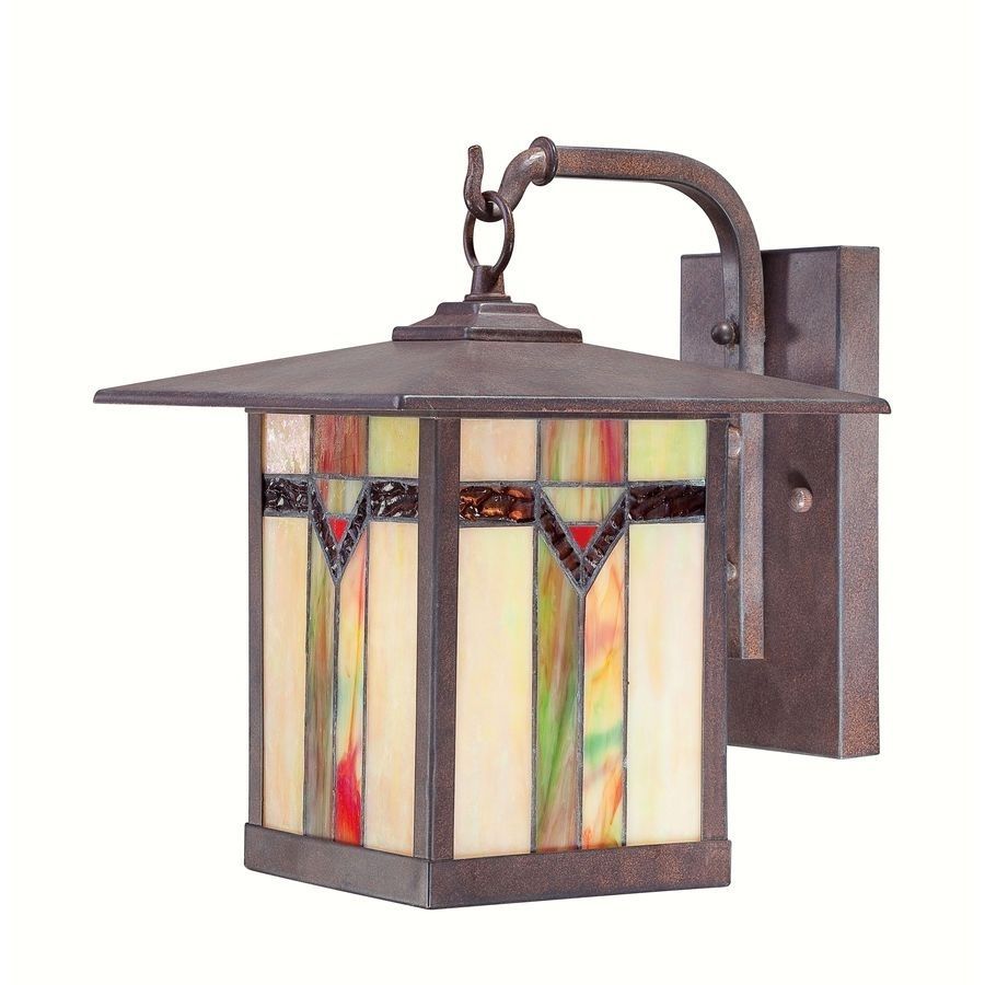 Stained Glass And Bronze Hanging Outdoor Wall Lamp Tiffany Arts And With Arts And Crafts Outdoor Wall Lighting (View 11 of 15)