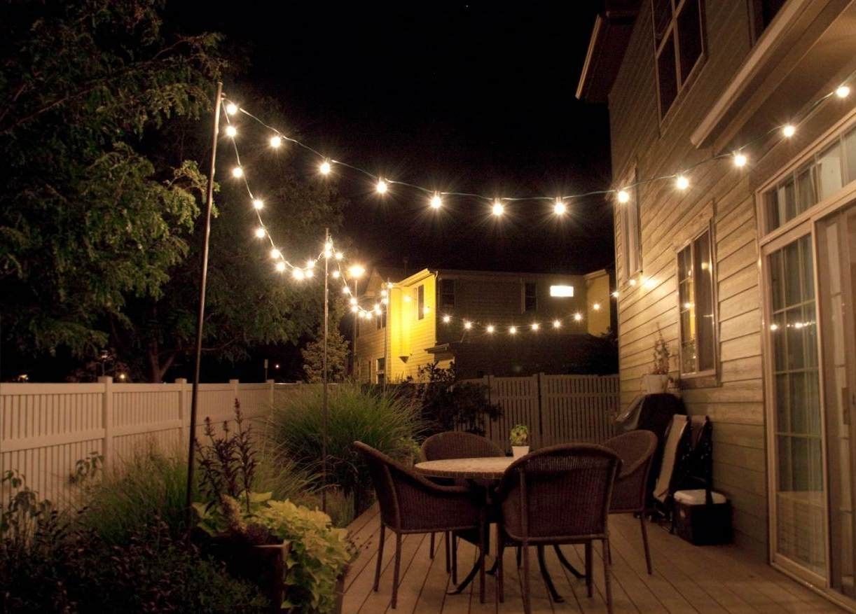 String Lighting Idea For Outdoor Deck | Home Sweet Home | Pinterest For Hanging Outdoor Lights On Fence (Photo 3 of 15)