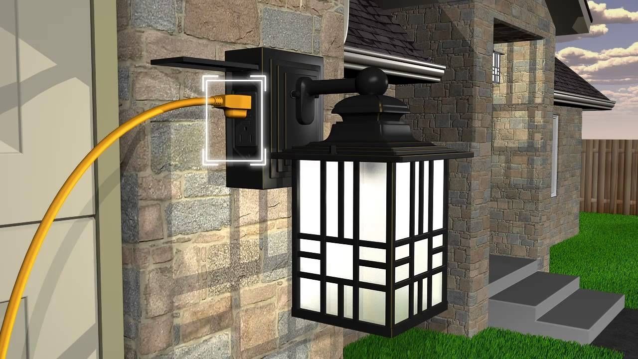 Sunbeam Led Wall Lantern With Gfci And Sensor Outdoor Lights Outlet With Regard To Outdoor Wall Lights With Plug (View 8 of 15)