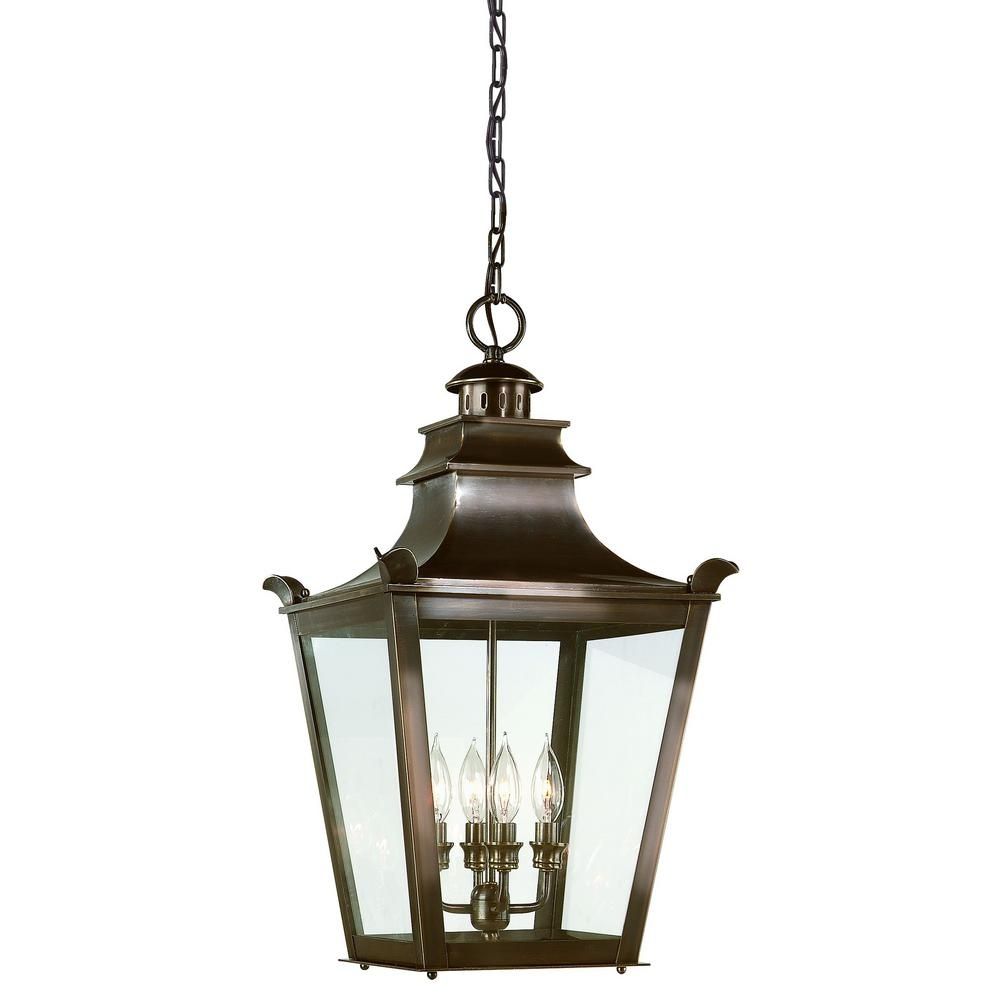 Troy Lighting Dorchester 4 Light English Bronze Outdoor Pendant Within Troy Outdoor Hanging Lights (Photo 3 of 15)
