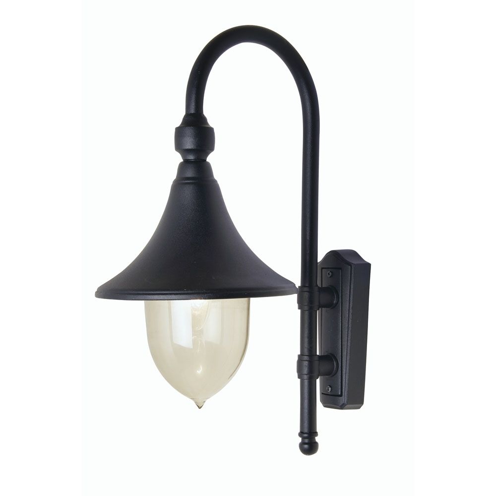 Trumpet 1x75w Black Ip44 Rated Outdoor Wall Light Fitting – Oaks With Black Outdoor Wall Lighting (View 11 of 15)