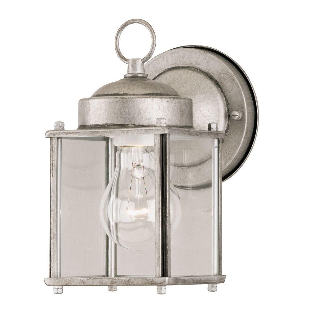 Westinghouse 1 Light Antique Silver Steel Exterior Wall Lantern With Within Silver Outdoor Wall Lights (Photo 14 of 15)