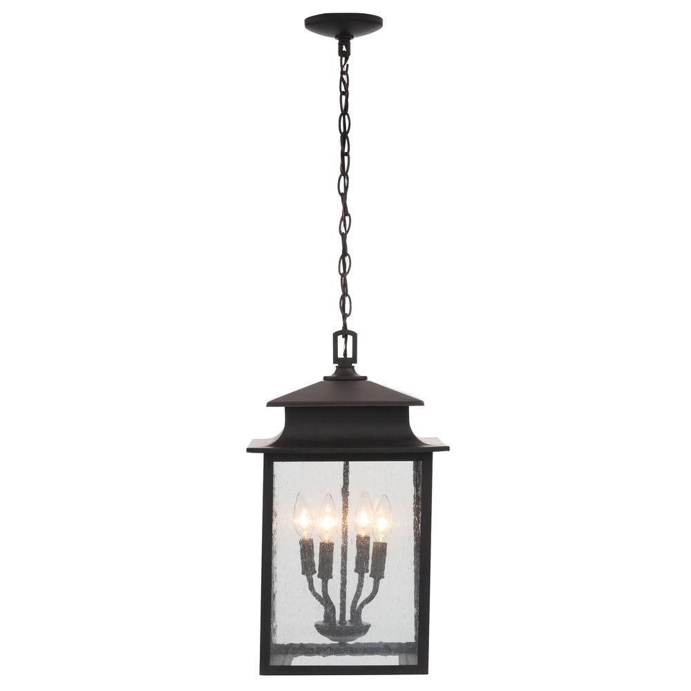 World Imports Sutton Collection 4 Light Rust Outdoor Hanging Lantern In Hanging Outdoor Entrance Lights (View 15 of 15)