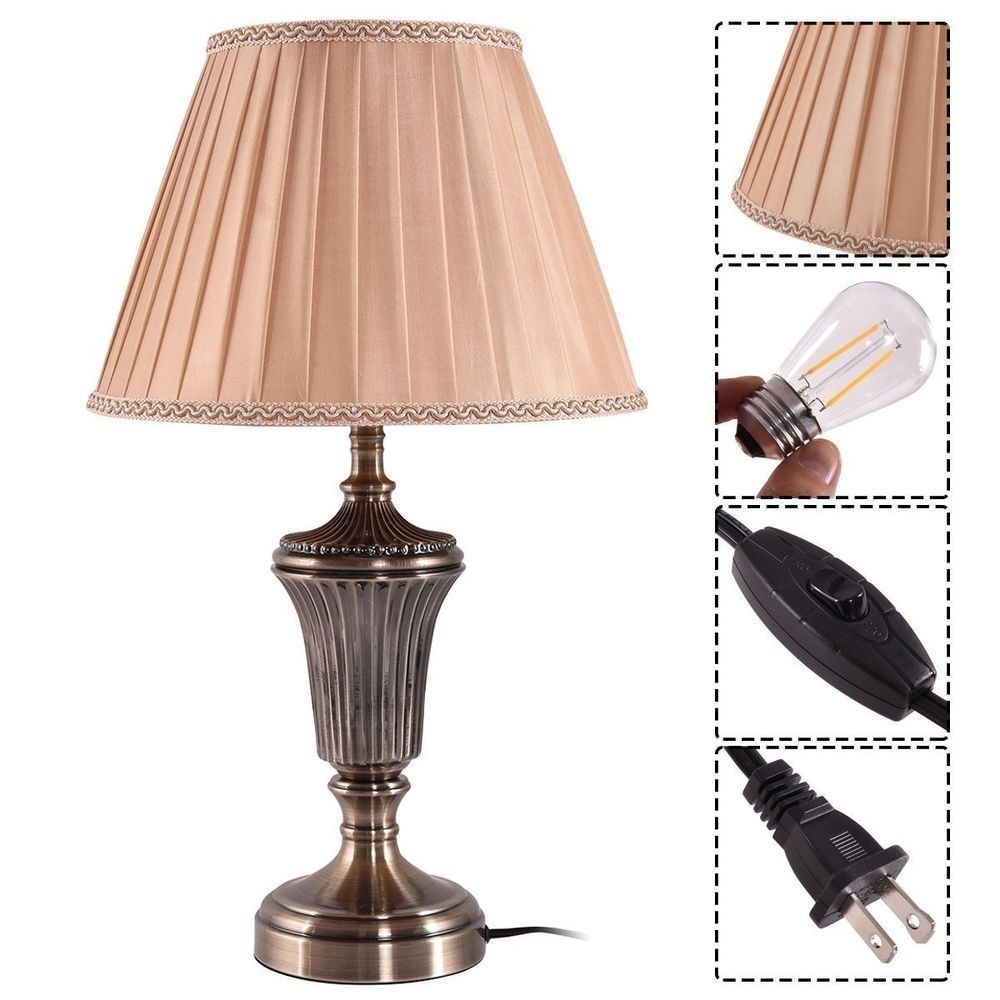 Brass Living Room Bedside Table Lamp Warm Led Light Bulb Champagne For Living Room Table Top Lamps (View 15 of 15)