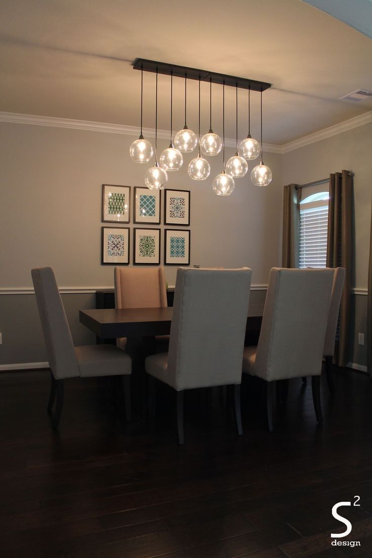 Dining Room Green Curtains Blue Glass Chandelier High Back Dining Regarding Living Room Table Lights (Photo 10 of 15)
