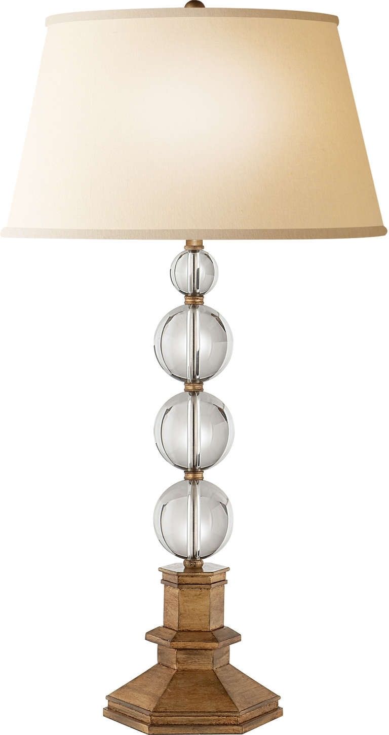 Hexagonal Varnished Wood Table Lamp Base With Clear Glass Crystal In Gold Living Room Table Lamps (View 2 of 15)